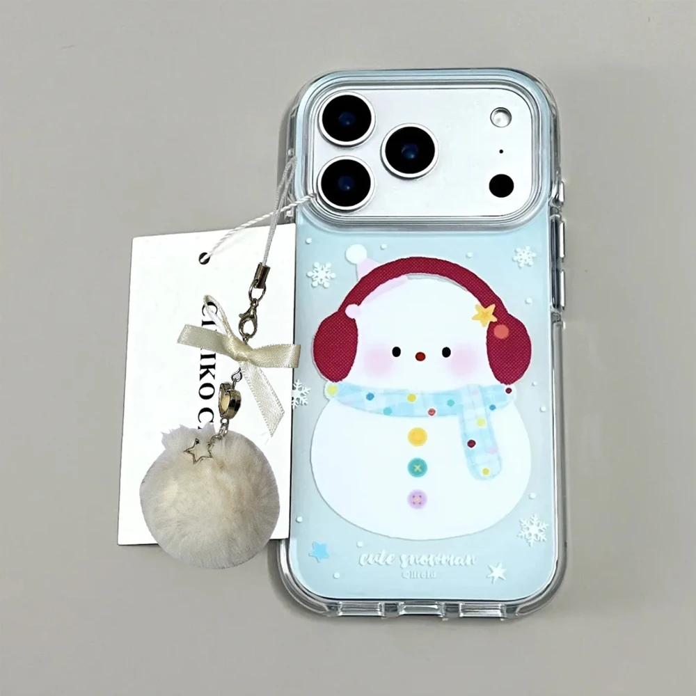 

INS милый снежный шарф для прослушивания песен, снеговика, мультяшный чехол для телефона для iPhone 17, Air 16, 15, 14, 13, 12, 11 Pro Max Plus Y2K, кавайный чехол