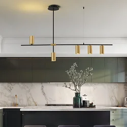 Keuken Hangende Plafondlampen Eenvoudige Moderne Stijl Lange Kroonluchter LED Woonkamer Hanglamp Armatuur Eetbar Tellerlamp