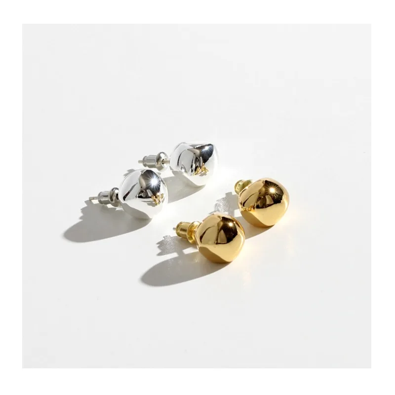 

Foreign Trade Water Drop Earrings Gold Irregular Ball Stud Earrings Women's Silver Plated Mirror Light Luxury Bead Earrings