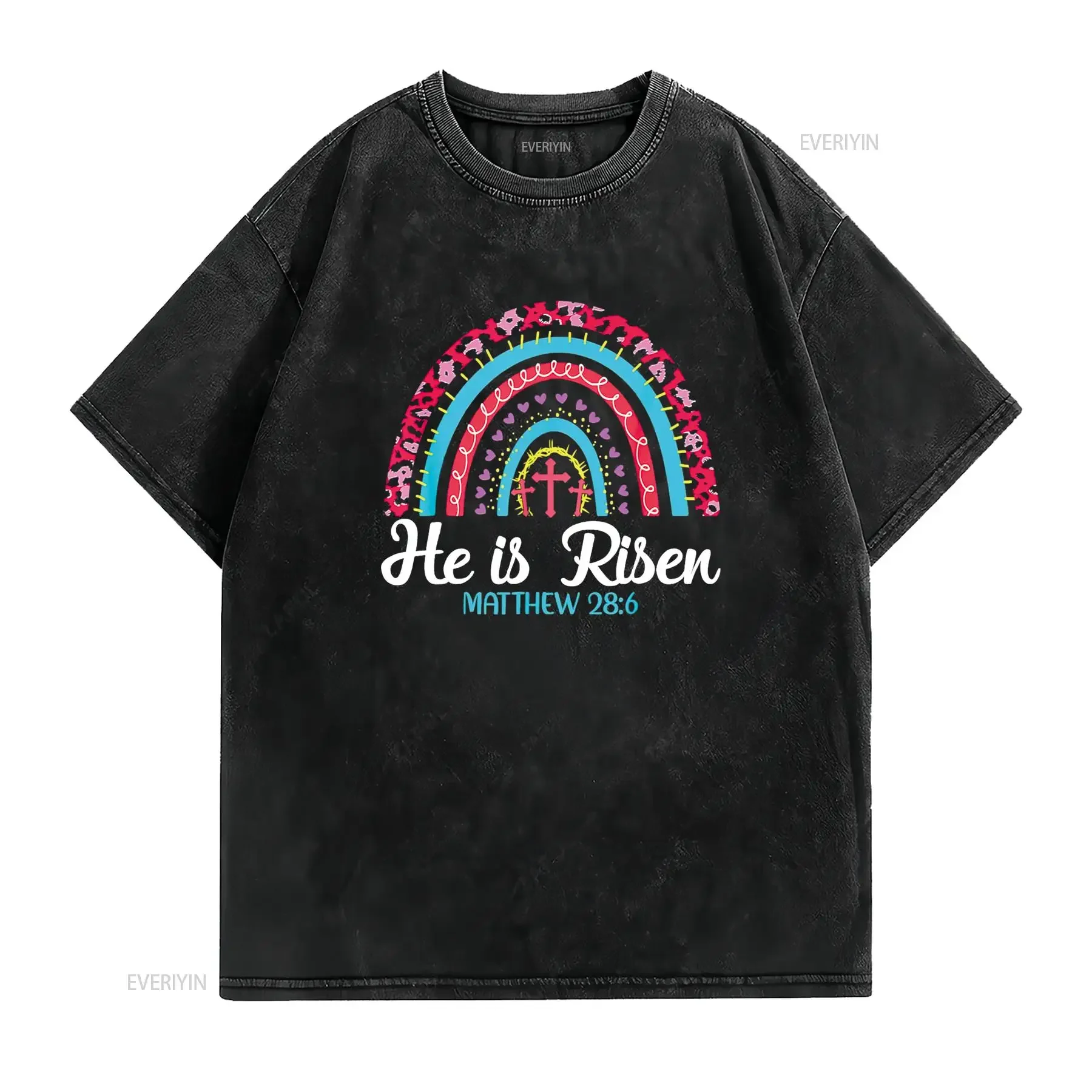 عيد الفصح هو مرتفع الاطفال يحبون الدينية تي شيرت خمر غسلها قليلا عادية امتدت أوم موضة الشارع الشهير