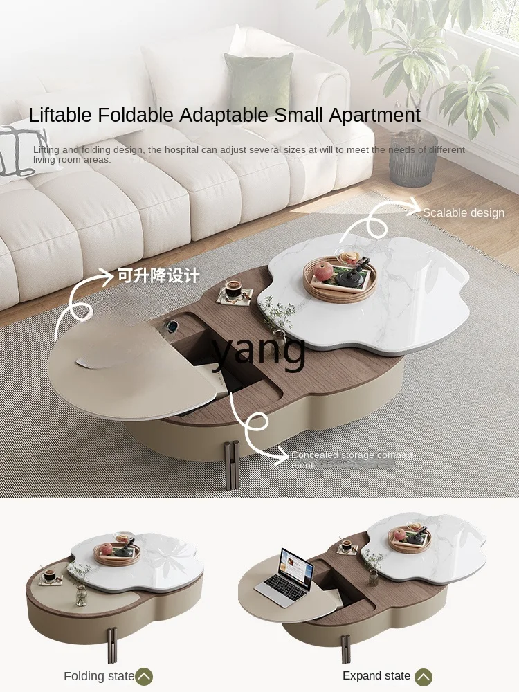 LH retro liftable rock slab coffee table new home living room rotating coffee table