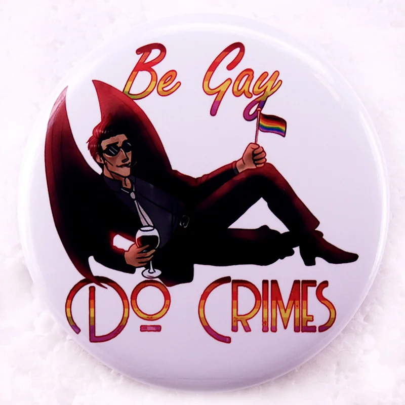 Good Omens Demon Pinback Button Pin Brooches Tinplate Badge 58MM