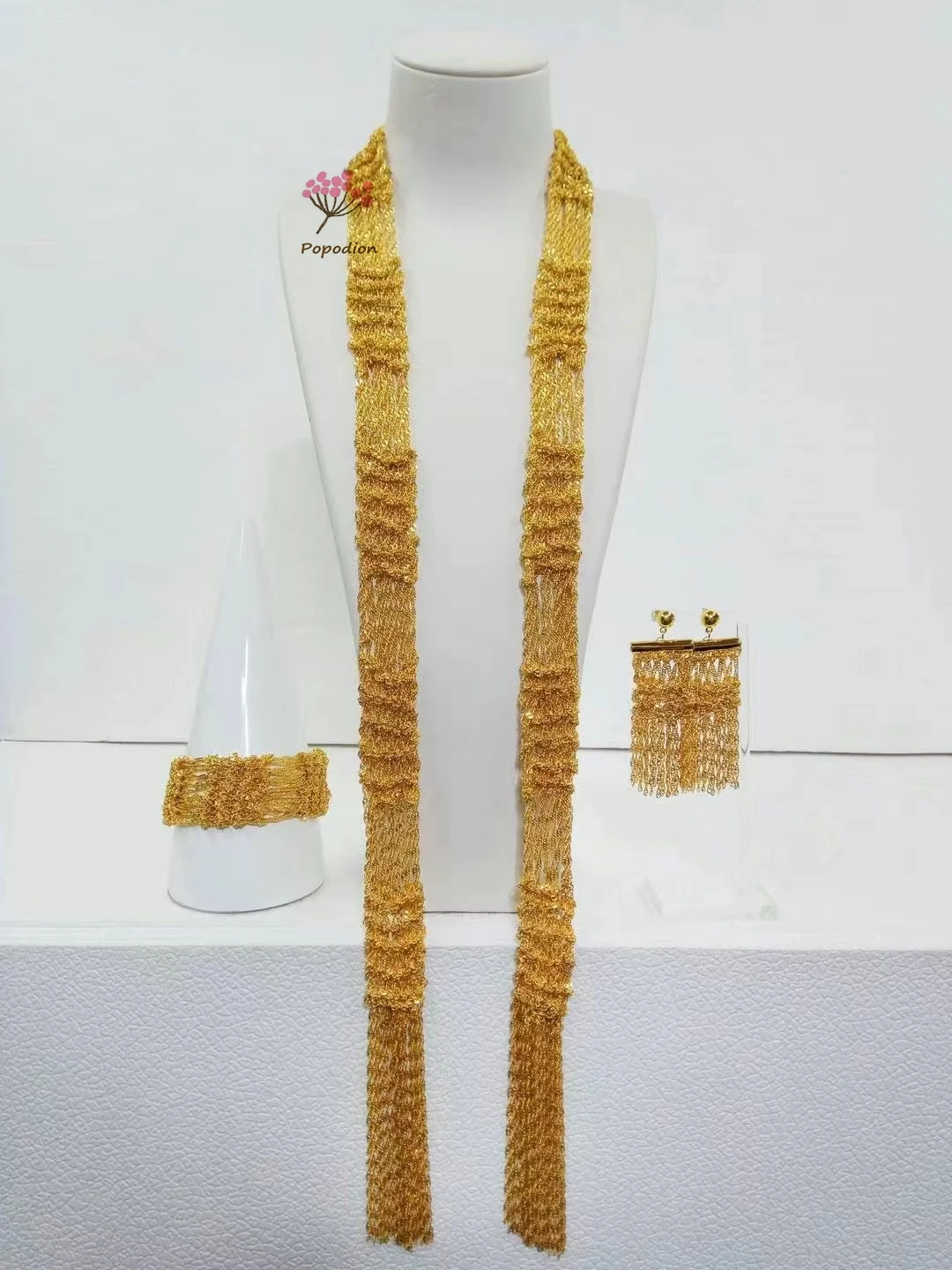 New Dubai 24K Gold Plated High end Customized Necklace, Earrings, Bracelet for Women's Wedding Jewelry Set DD10498