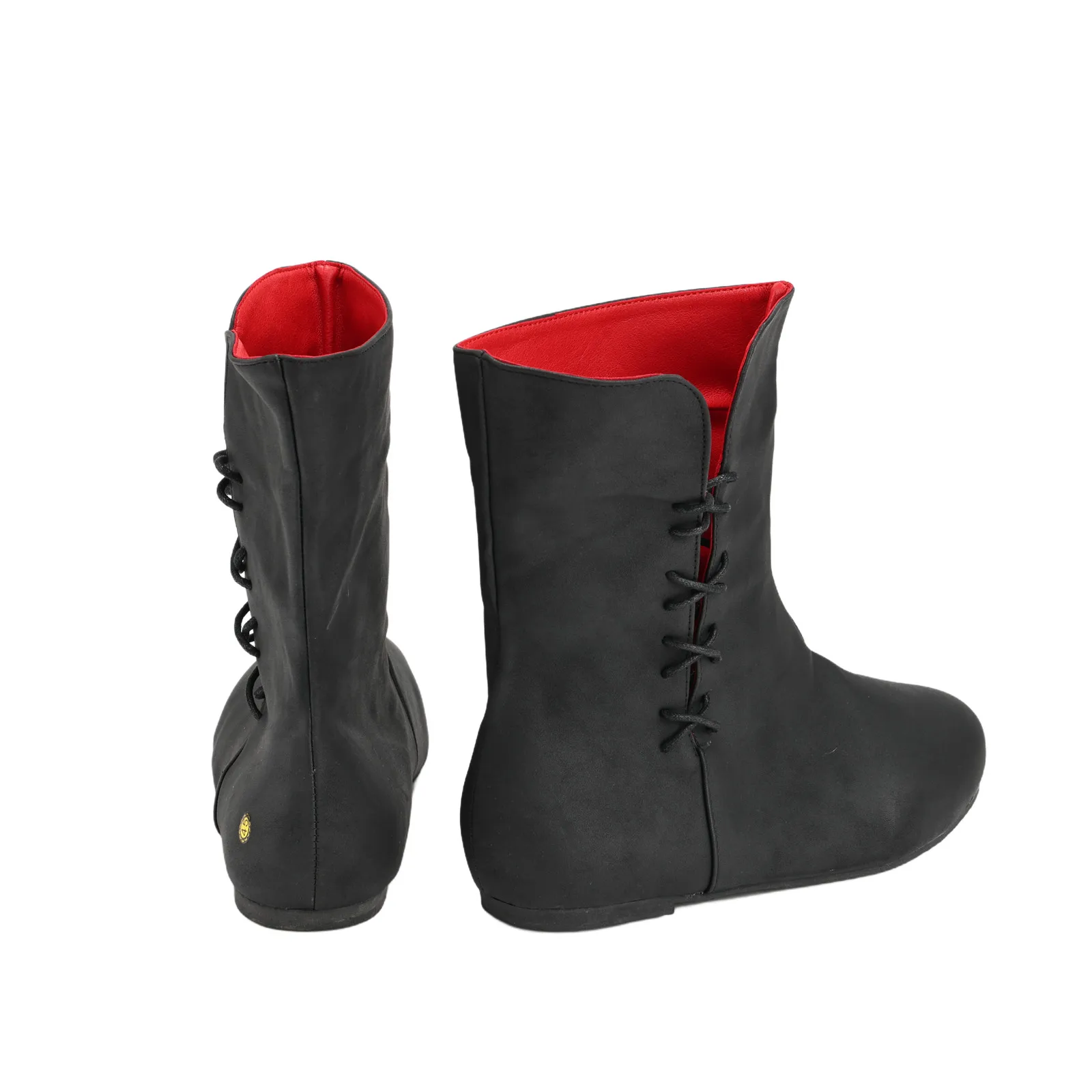 Men Viking Pirate Boots Pointed Flat Bottom Lace Up Short Boots Medieval PU Leather Halloween Costume Boots 3