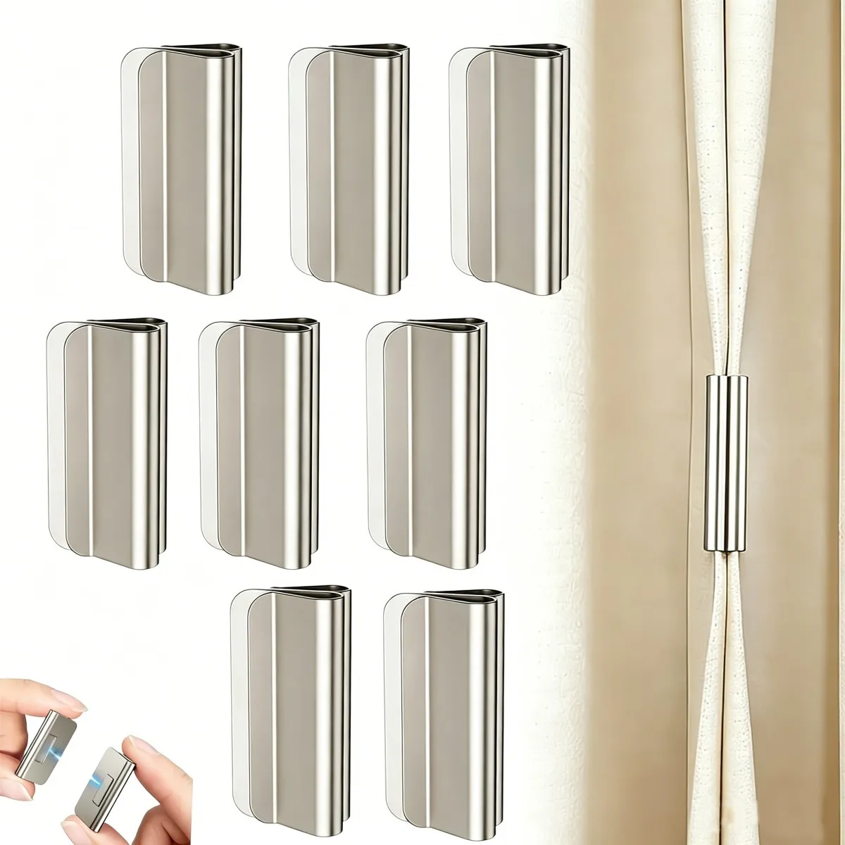 1pair metal curtain fixing clip, no punching magnetic curtain buckle, bedroom, living room, office, shading and leak proof
