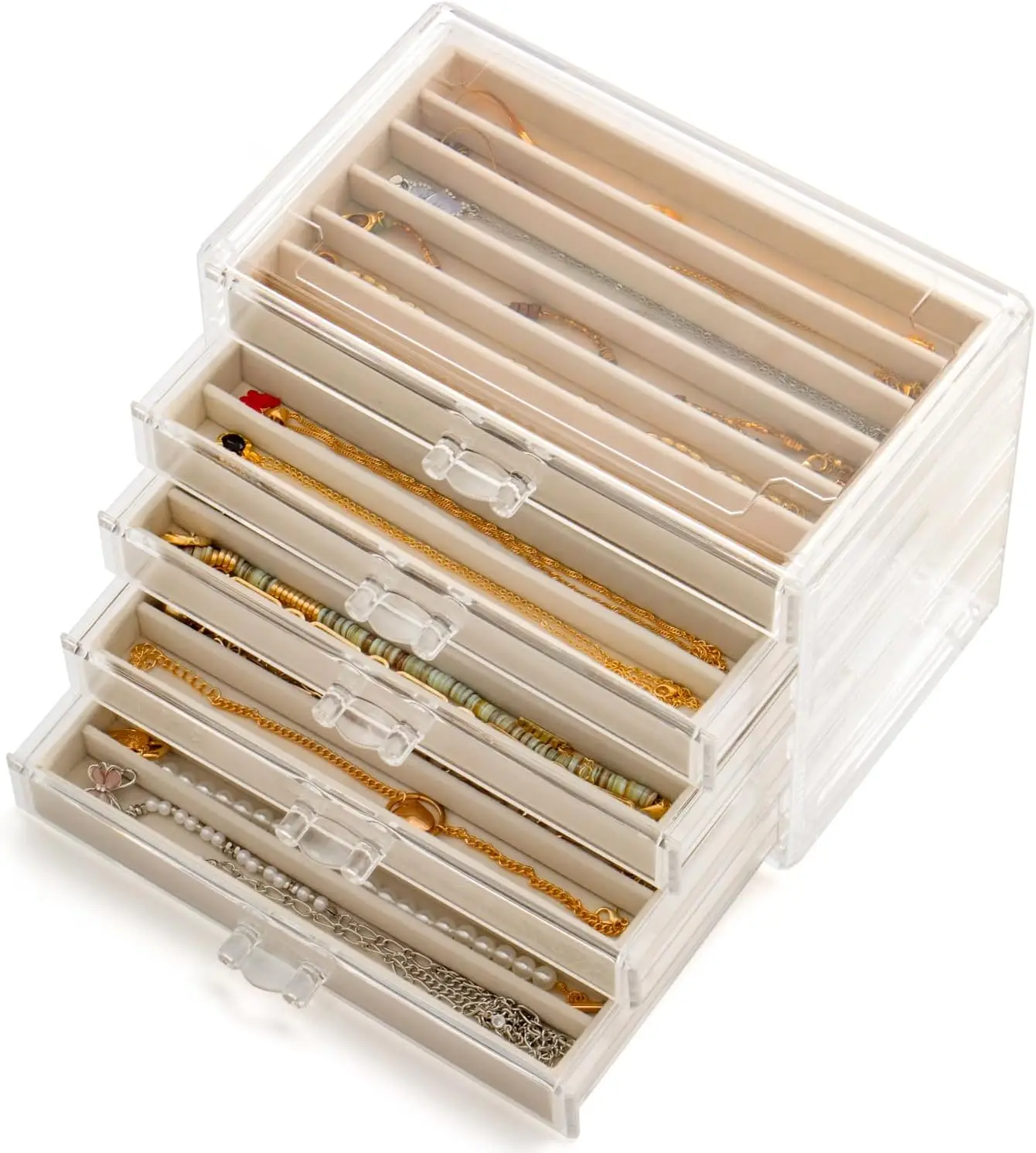 

Коробка-органайзер для ожерелья с 5 ящиками, 30 отделений, пылезащитный бархатный поднос для демонстрации ожерелья