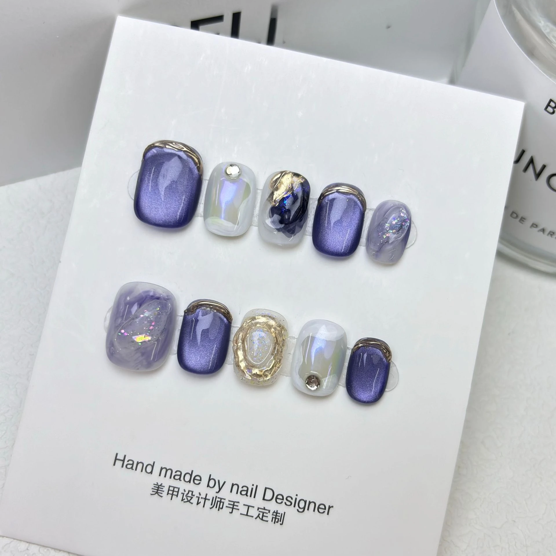 10개 가을 스퀘어 핸드메이드 프레스온 네일 귀여운 가짜 손톱 착용 가능한 스티커 네일 가짜 손톱 네일팁