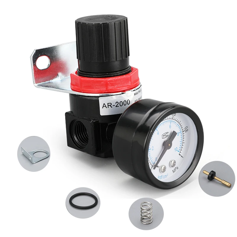 AR2000 AR3000 G1/4'' Air Control Compressor Pressure Relief Regulator Valve with Fitting - 6mm 8mm 10mm 12mm Size Options