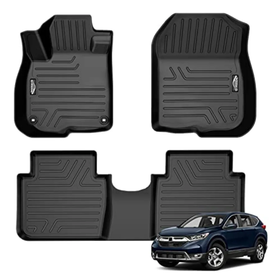 

3D Floor Liners for CRV 2017-2022 Front and Rear Row Car Floor Mats in Black with All Weather Protection 3 Pcs Durable Non-Slip