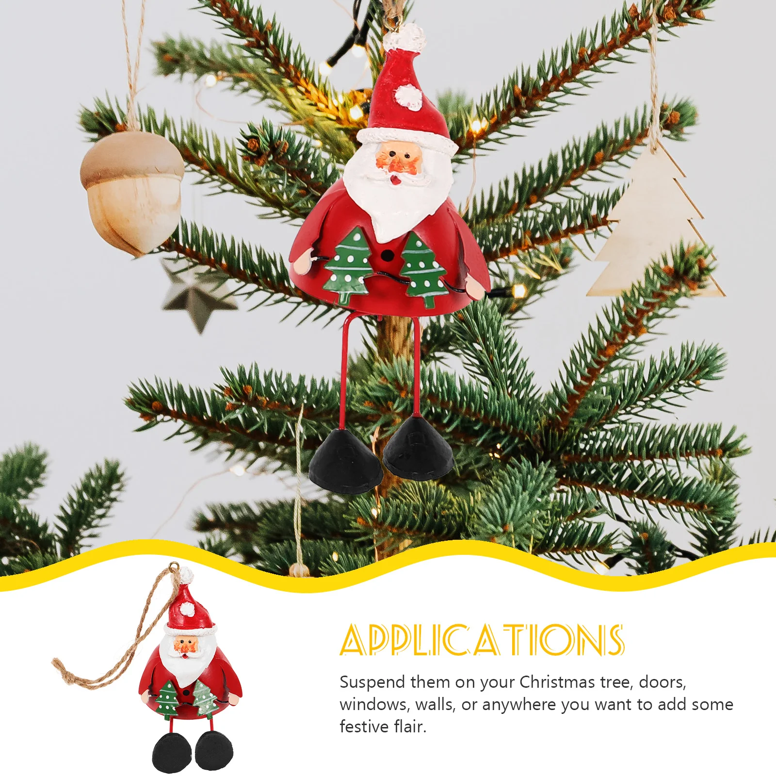 

Christmas Tree Pendant Iron Art Old Man Resin Hanging Ornament Festive Xmas Tree Decoration Holiday Party Supplies