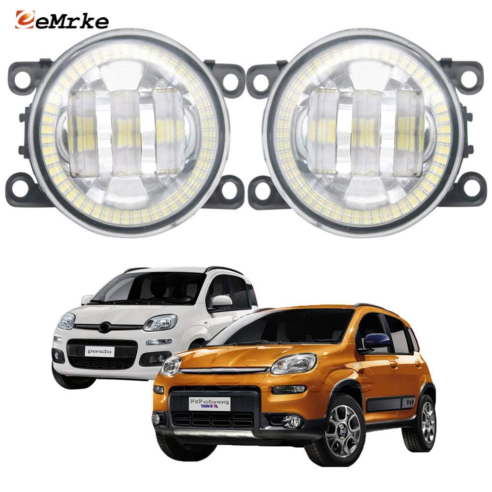 

2x LED PTF Car Fog Lights Assembly for Fiat Panda,Panda 4x4 Trekking 319 2012-2018 Angel Eyes DRL Halo Aperture Driving Lamp