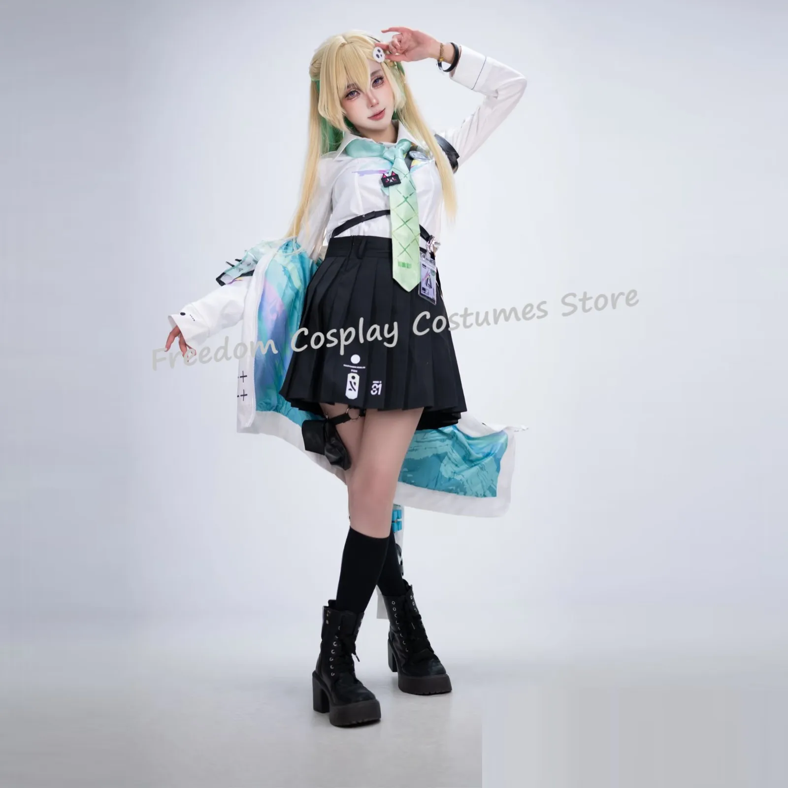 Game Wuthering Waves Lynae Cosplay costume Wig Woman sexy jk School Uniforms accessories Lynae Halloween party suit view 2