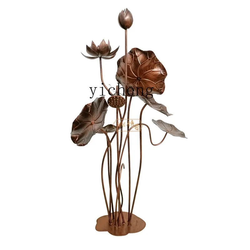 

Zc Stainless Steel Lotus Sculpture Metal Decoration Garden Waterscape Floor Decoration Lotus Leaf Decoration