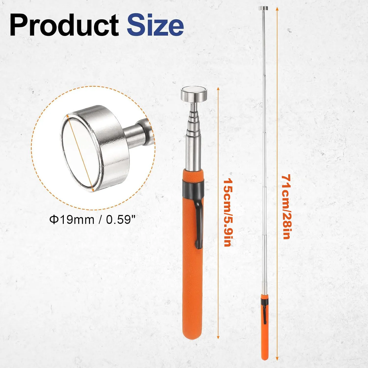8LB Telescoping Magnetic Pickup Tool Stainless Steel Ergonomic Grip Manual Grabber with Pen Clip for Auto Construction