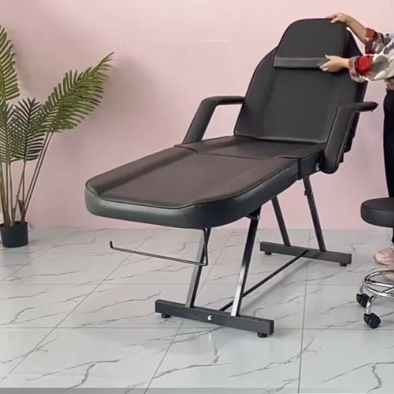 Cross-border hot-selling beauty bed PU leather beauty treatment bed folding dual-purpose removable headrest with hole massage