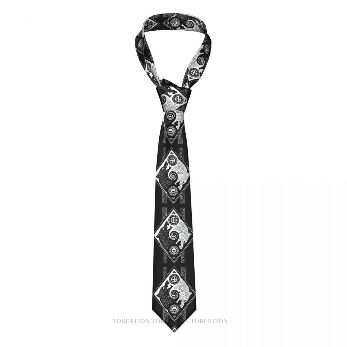 

HATI AND SKOLL Print Ties Viking Casual Unisex Neck Tie Daily Wear Narrow Striped Slim Cravat