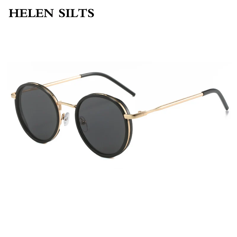 Gafas de sol redondas de Metal de diseñador de marca de lujo para mujer y hombre, gafas de sol populares Vintage, gafas de sol Punk con montura pequeña de Hip Hop UV400
