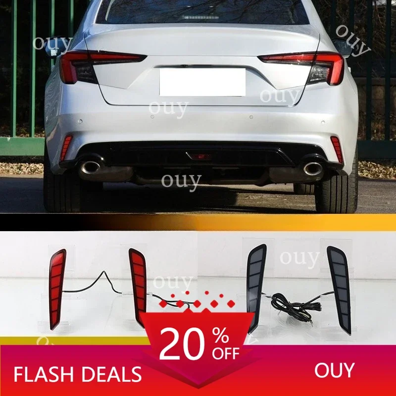 LED Rear Bumper Light Modified Rear Fog Lamp Brake Lights DRL Dynamic Turn Signal Play & Plug 2pcs For Honda Integra 2022 2023