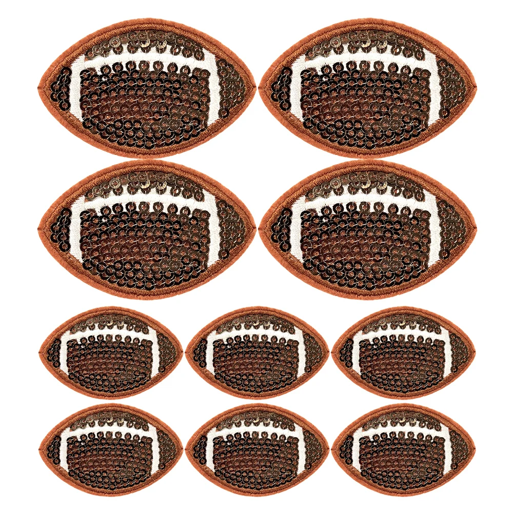 

10pcs Rugby Iron On Patches Sequin Embroidery Badges Fabric Applique for Clothes Hats Denim Sportswear Accessory Handicraft