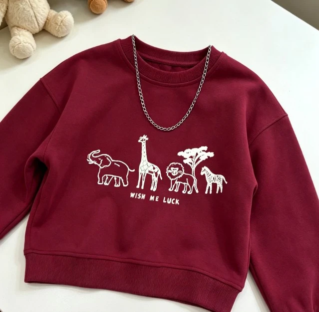 Kid Casual Crewneck Sweatshirt Minimal African Wildlife Prints Long Sleeve Pullover Suitable For Boys And Girls Everyday Clothes