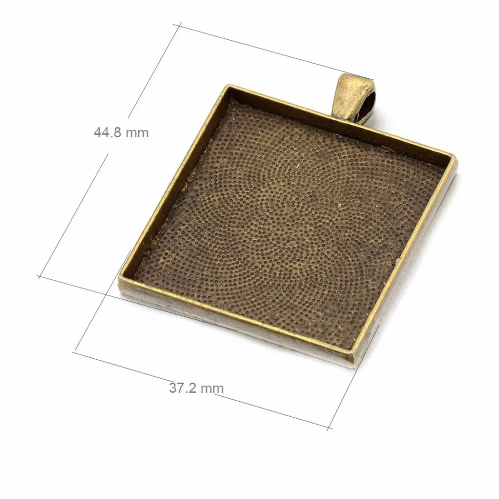 10pcs Glass Cabochons 35mm Bases Jewelry Settings Pendant Bezel Trays Blank Square Glass Cabochon Cameo DIY Necklace Findings B
