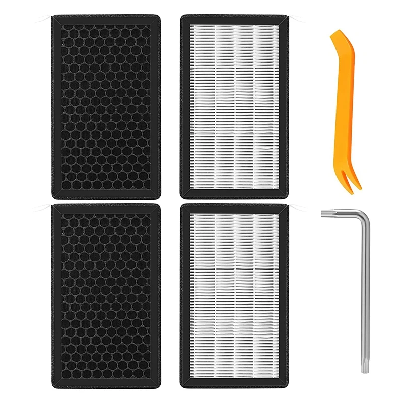 For Tesla Model 3 Y Car Cabin Air Filter HEPA Air Intake Filter Replacement With Tool Kit Activated Carbon 4Pcs/Set