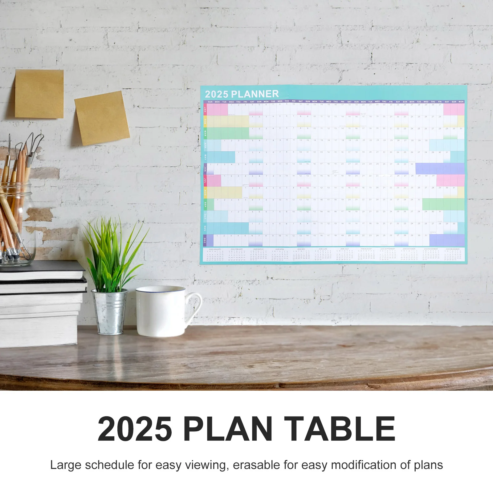 2025 Plan Calendar Adornment Desk Wall Schedule Hanging Paper Planner Multipurpose