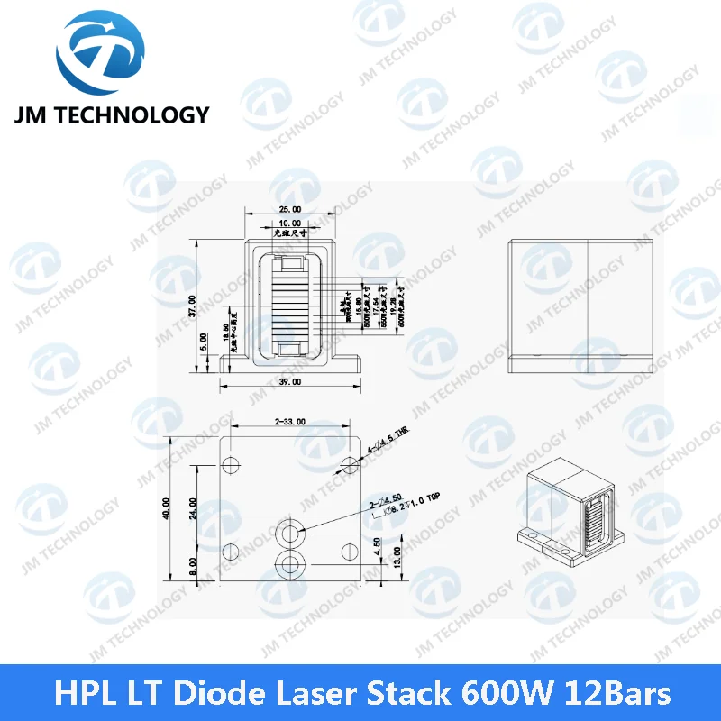 Pilha de laser de diodo HPL LT 600W 12Bars