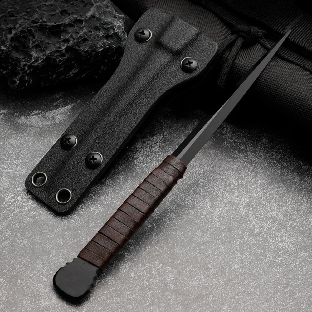 Multipurpose 80CRV2 Steel Knife with Ice Cone - Ideal Outdoor Tool for Cross-Country Adventures