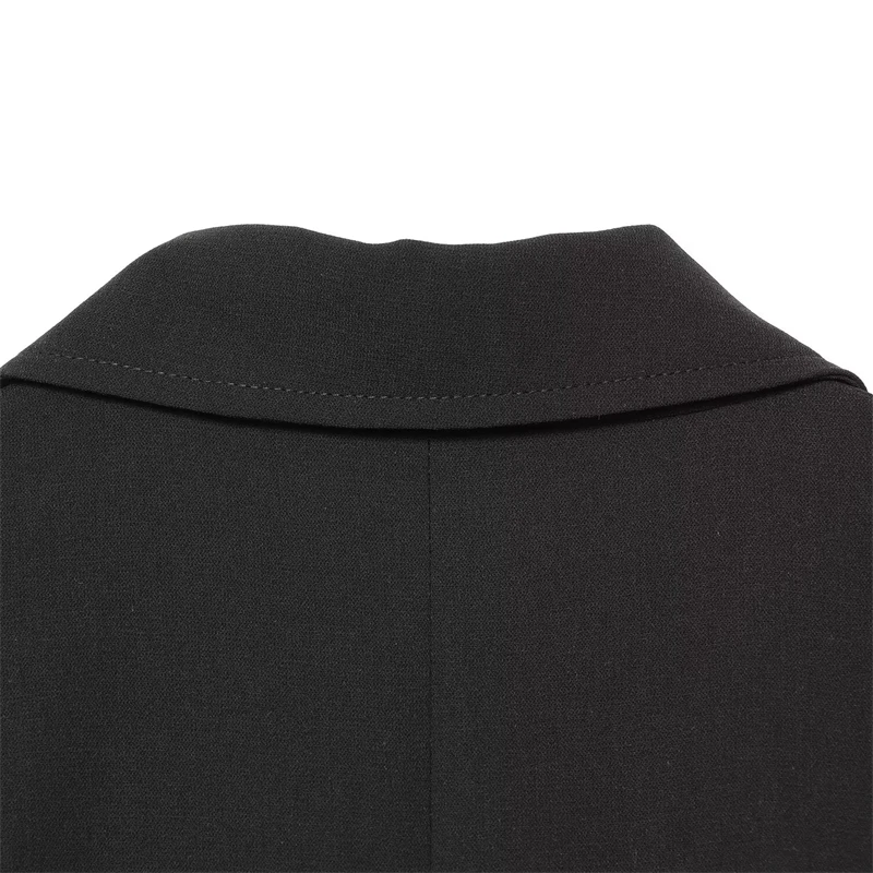 KEYANKETIAN 2026 Black Single Button Blazer Notched Lapel Gold Button Long Sleeve Relaxed Fit Solid Office Business Suit Jacket