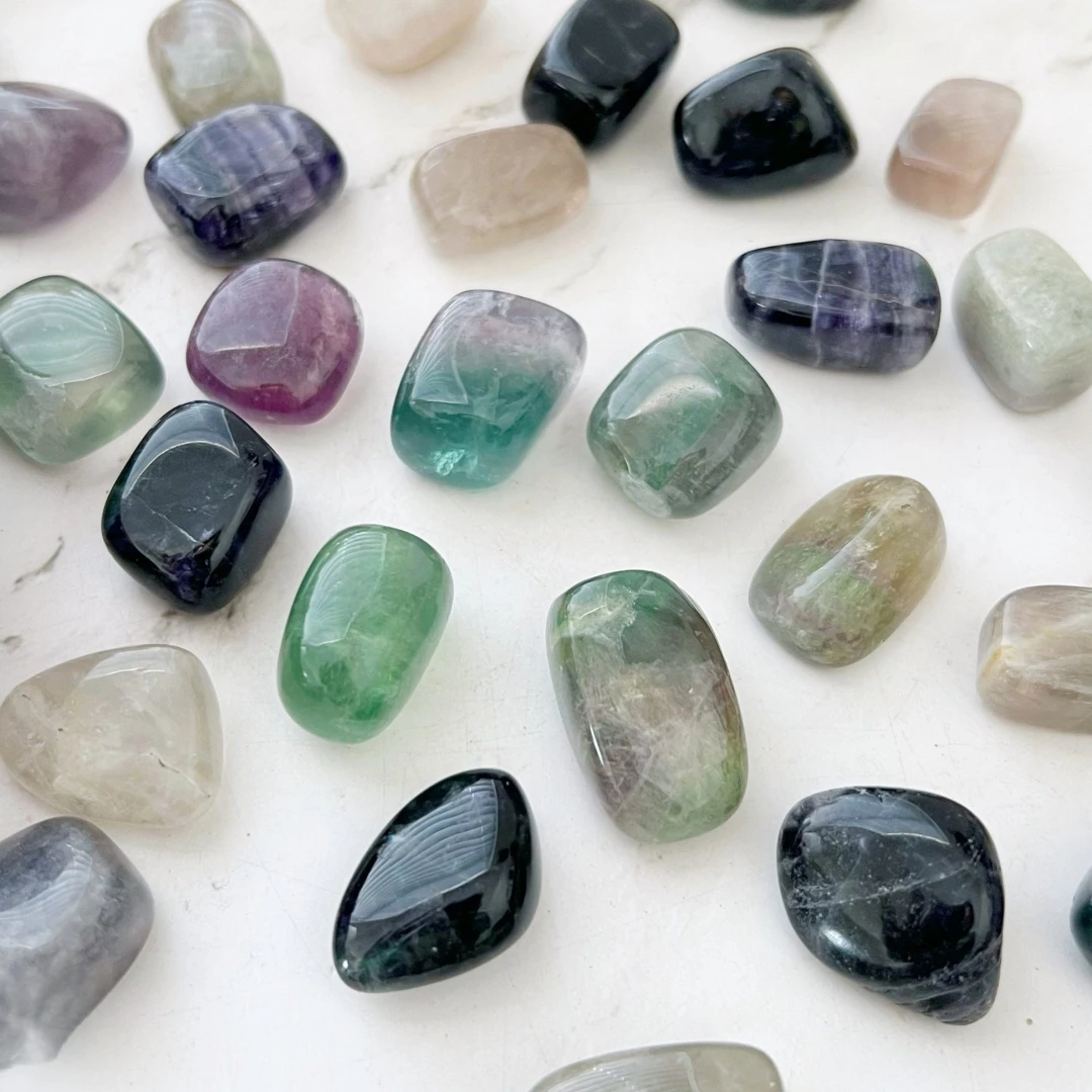 40/120/200gNatural Rainbow Fluorite Tumbled Stones, Polished Rainbow Fluorite Tumbled Stones, Outdoor Garden Decoration Stones