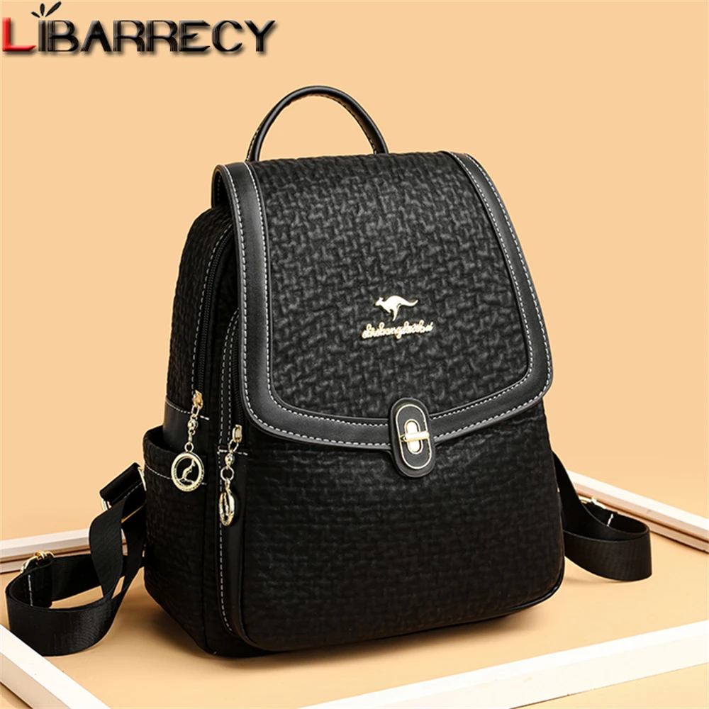 Multifunctional Luxury Designer Ladies Backpack Solid Color New High Quality Leather Women's Anti-theft Backpack Travel Bag Sac