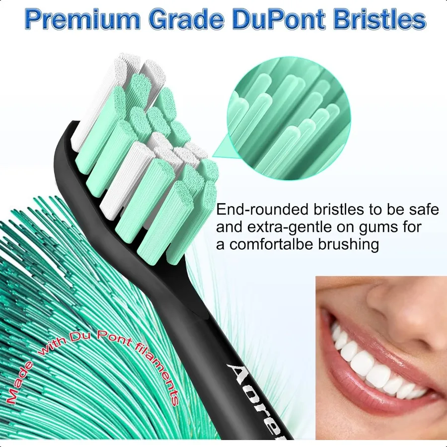 หัวเปลี่ยนสําหรับ Sonicare หัวแปรงสํารองใช้งานร่วมกับ Philips Sonicare Snapon แปรงสีฟันไฟฟ้าสีดํา 8 ชิ้น