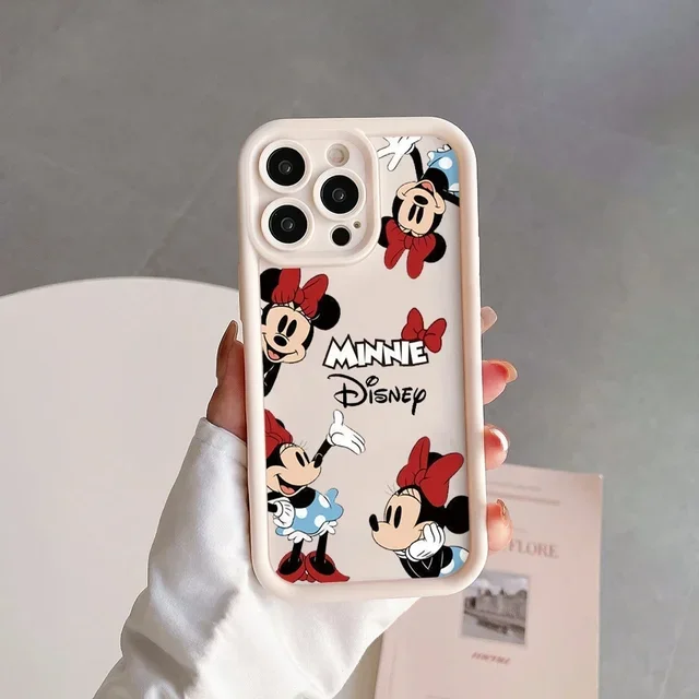 Disney Mickey Minnie Mouse Cute Siliocne Phone Case For iPhone 14 12 13 11 15 Pro Max XR XS X 7 8 Plus Shockproof Back Cover image 6