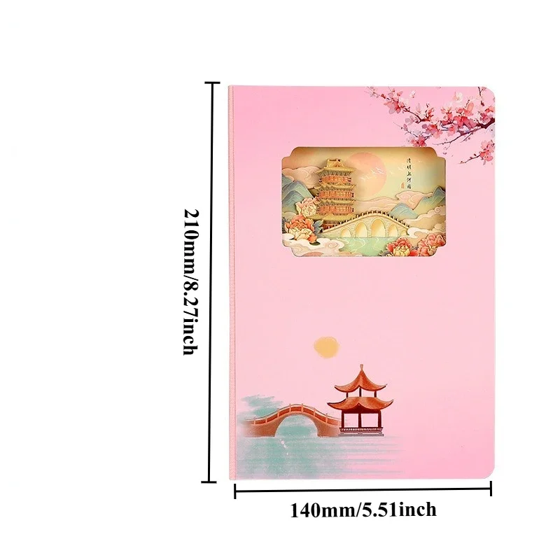 Fashion niche high beauty 3D hollowed out notebook Notepad Student Paper Carving Three-dimensional China-chic Hand Ledger