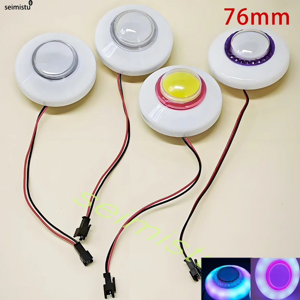 76 mm 12 V bunte, lichtbeleuchtete Knopf-Kantenschalter, Flipper-Teile, DIY-Arcade, Mini-Kran-Spielklauen-Verkaufsautomat – Detail 1