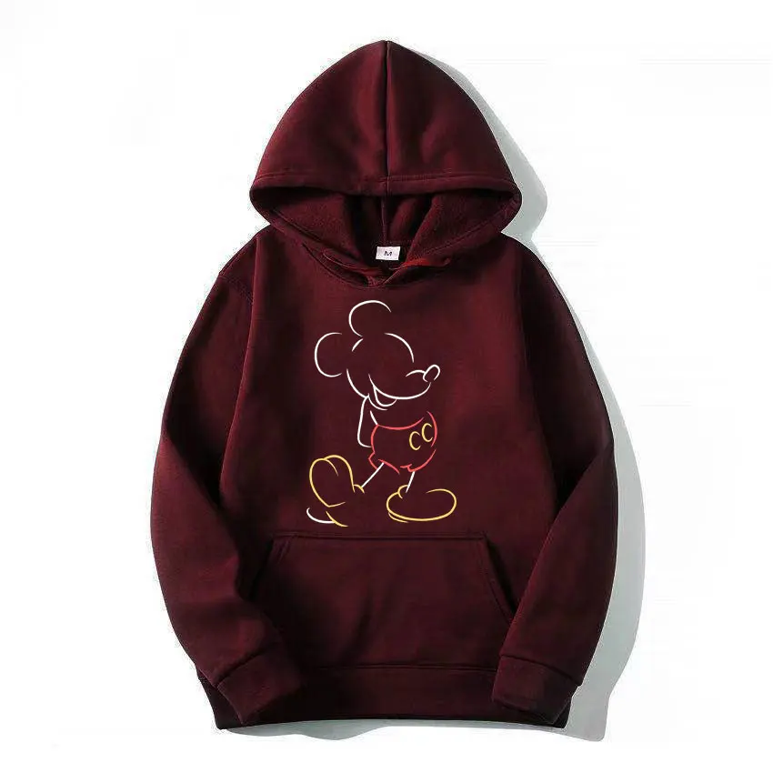 Mickey Mouse Line Pop Unisex Hoodie Cartoon Fashion Couple Oversized Sweatshirt Tops Spring Autumn Pullover