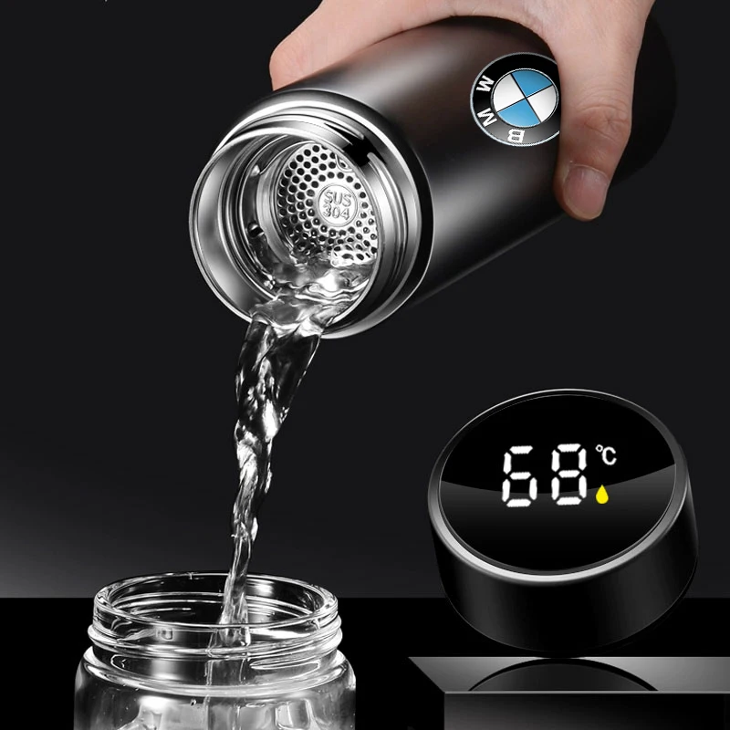 Portable Car Smart Thermos Bottle Temperature Display Cup Coffee Cup Logo for BMW E90 E91 E92 E93 M3 E60 E61 F10 Car Accessories