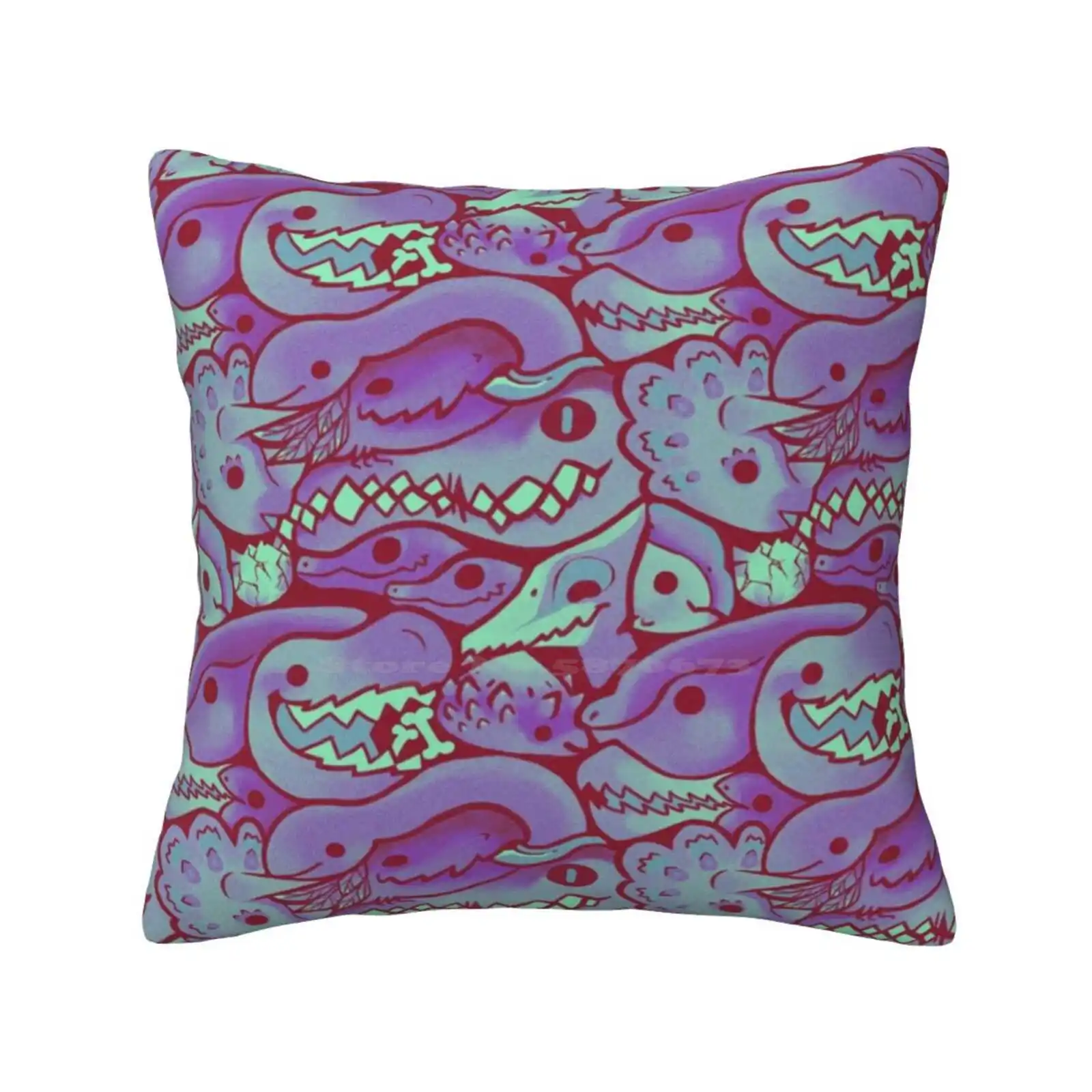 Dinosaur Pattern In Purple Pillow Cover Hug Pillowcase Dinosaurs Crowd Group Huddle T Rex Tyrannosaurus Brachiosaurus