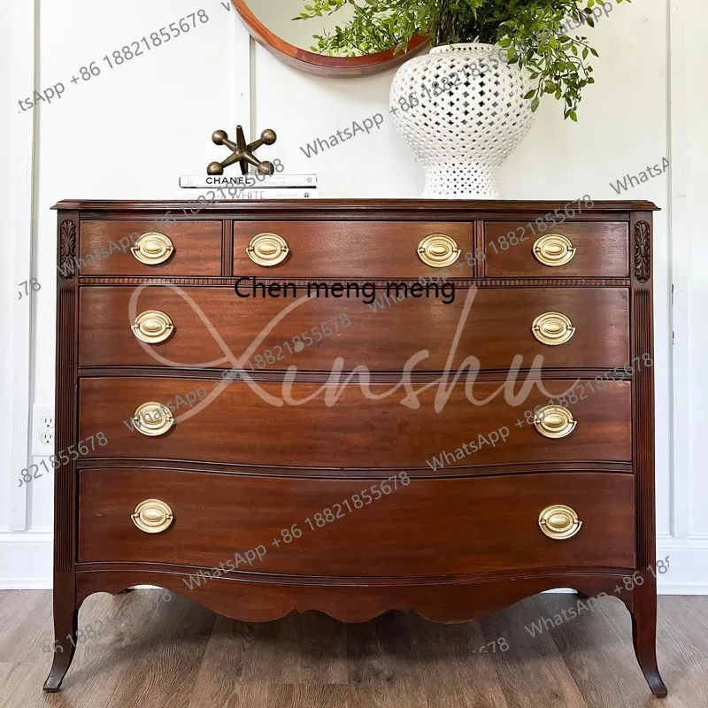 

RR French retro chest, bedroom solid wood storage, living room wall decorative cabinet, American bedside small side cabinet