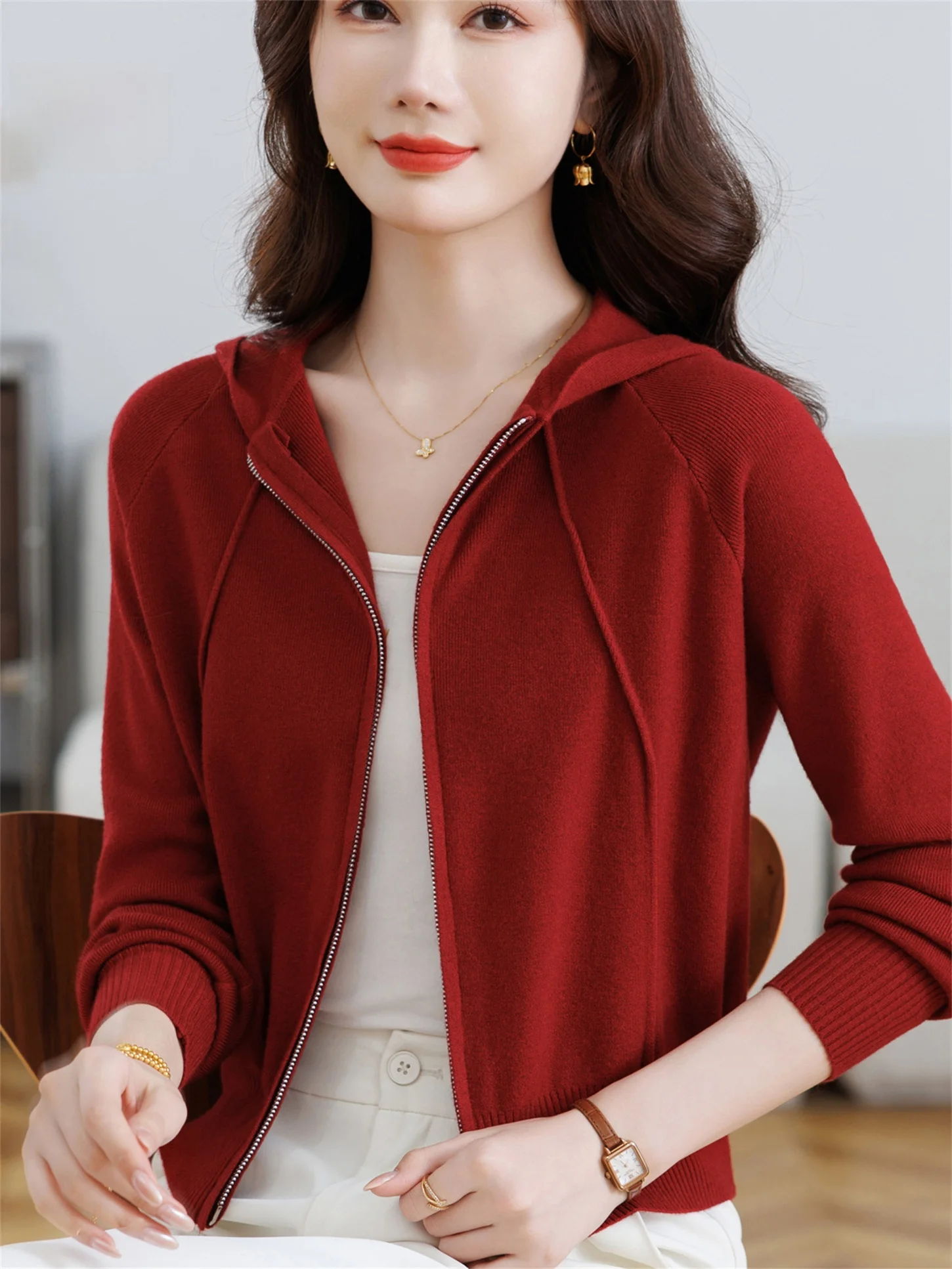 

Faionable ort вязаный открытый кардиган для женщин среднего возраста, весенне-осенняя шапка, дизайн, дышащая свободная верхняя одежда с базовым слоем