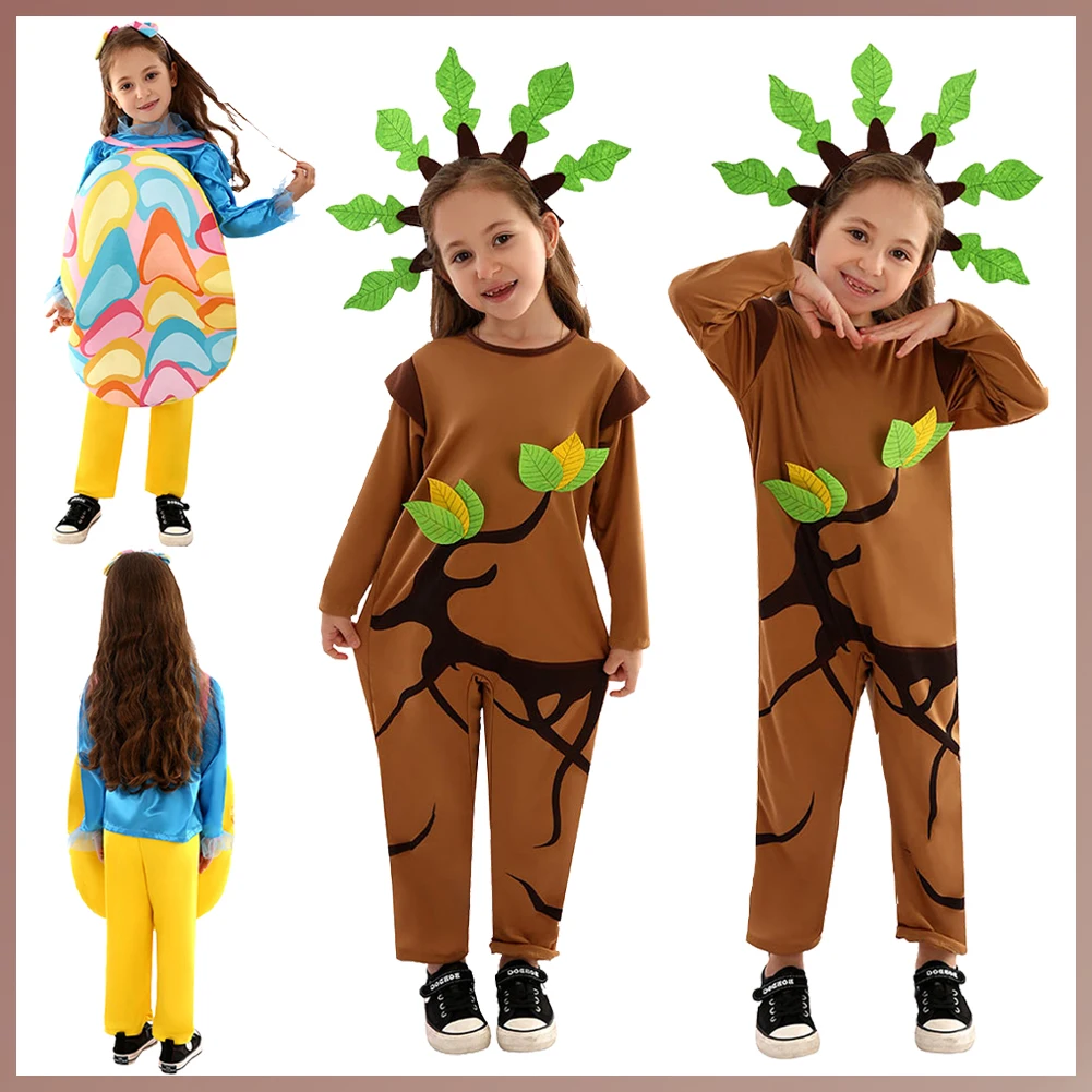 Eierboom Egg Easter Cosplay Kids Kleding Halloween Carnaval Jongens Meisjes Kerst Campus Podiumkostuums Pak