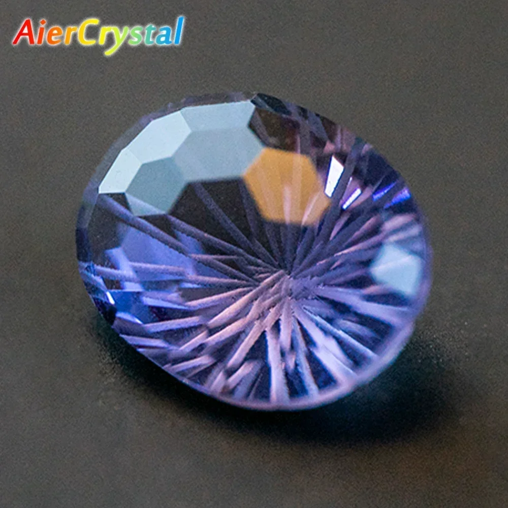 1PC Amethyst Diamond 8mm Round Fireworks Cut Amethyst Bare Stone DIY Ring Face Make Pendant Jewelry Decorative Stone