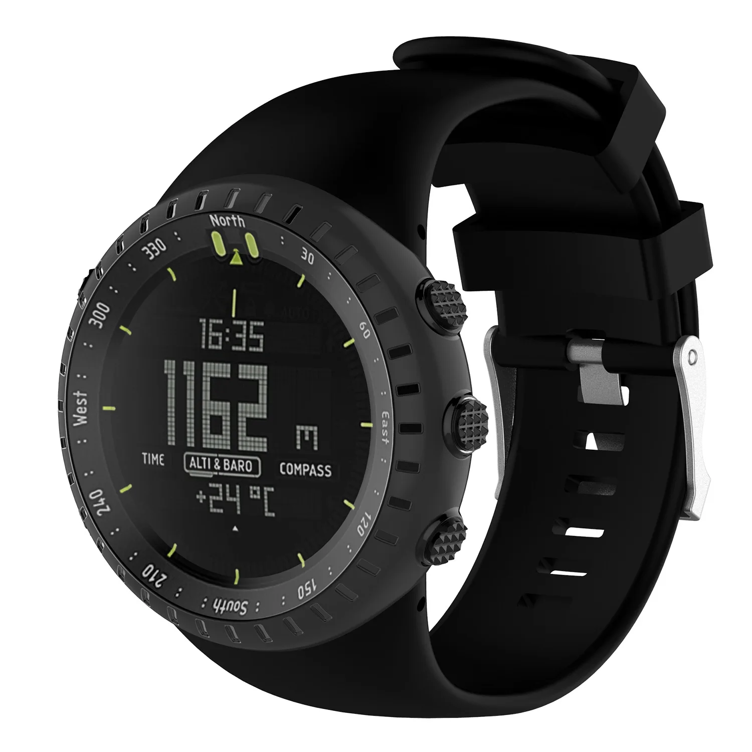 Watchband Silicone Replacement Wrist Band Strap for Core All Black Sports Watch Black-A68X view 3