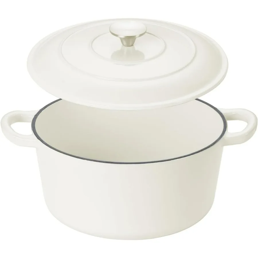 

Чугунная голландская духовка 7QT, эмалированная круглая кастрюля с крышкой, антипригарная посуда, сковорода для выпечки хлеба, тушения, кишечника