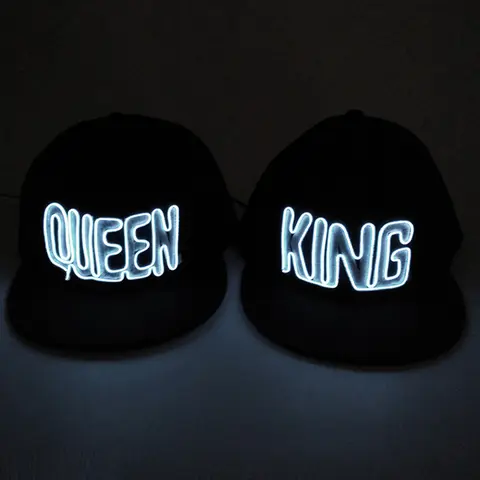 LED-ljus bokstav QUEEN KING hatt casual blinkande glöd rave festkeps par hip-hop lysande hatt klubb bar bröllopstillbehör 8 best sales Kunglig keps - №8