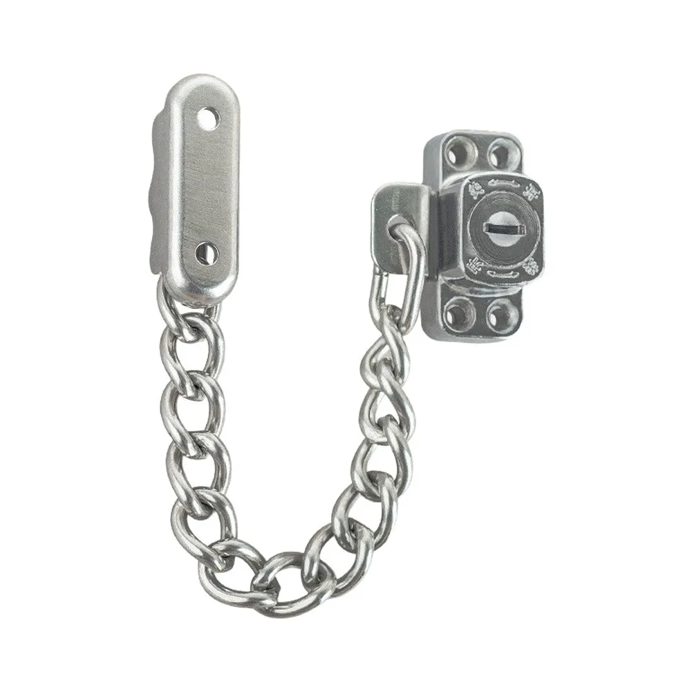 Stainless Steel Chain Lock 18.5CM With Keys For Aluminum PVC Sliding Casement Frames Home Security Safety Door Accessories
