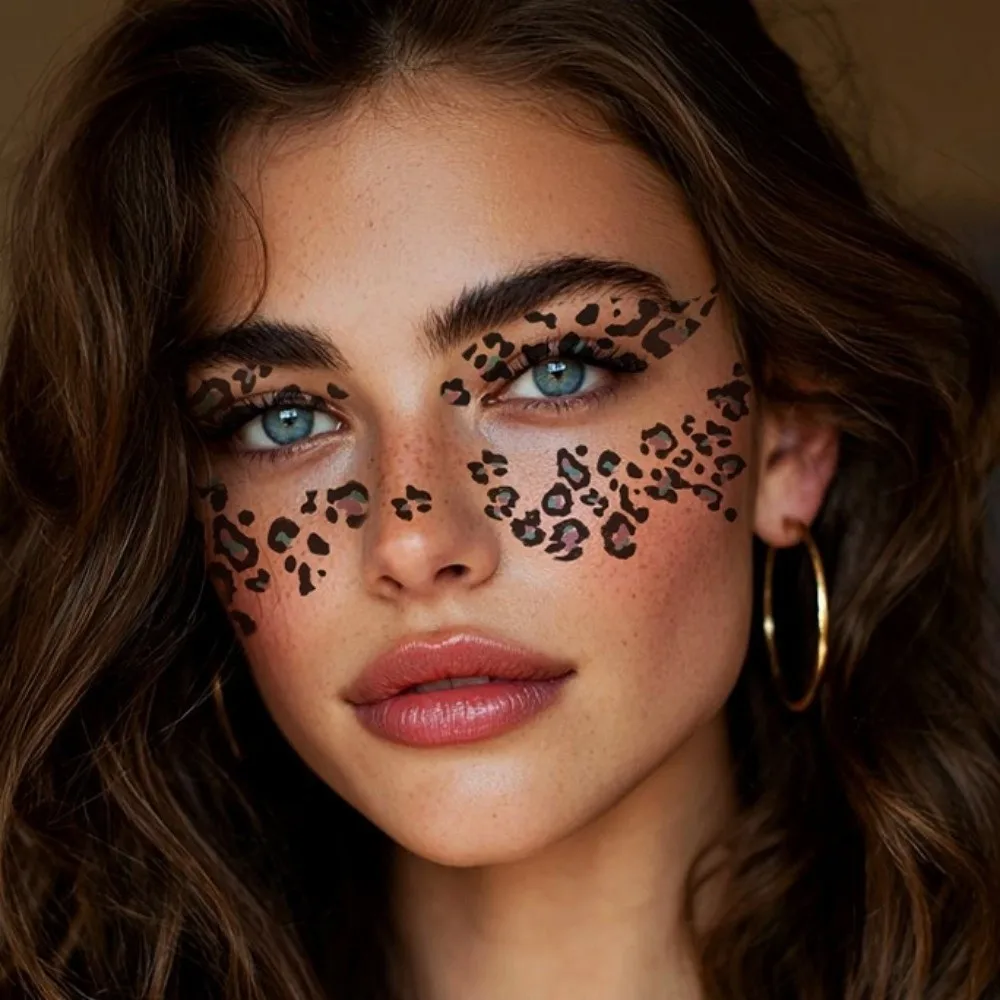 10pcs Water Transfer Leopard Print Tattoo Stickers Instant Fake Temporary Tattoo Waterproof Easy To Use Body Art Sticker Cosplay