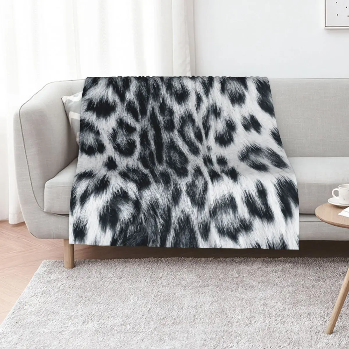 Snow Leopard Real to Life Print Throw Blanket For Baby Luxury Brand Quilt Furry Decoratives Loose Blankets