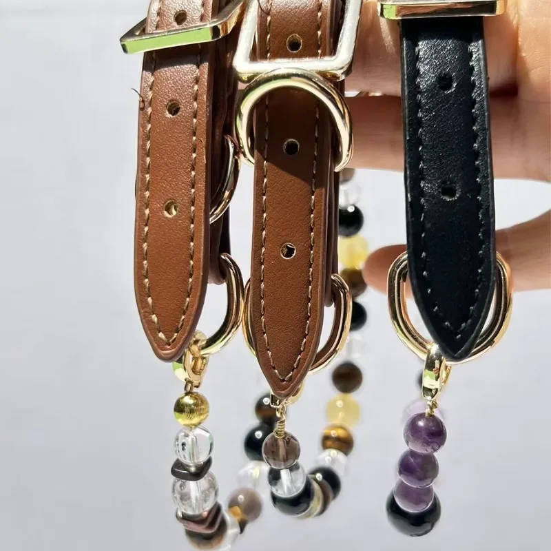Cross-border new pet crystal collar natural amethyst white crystal healing jewelry pet crystal healing